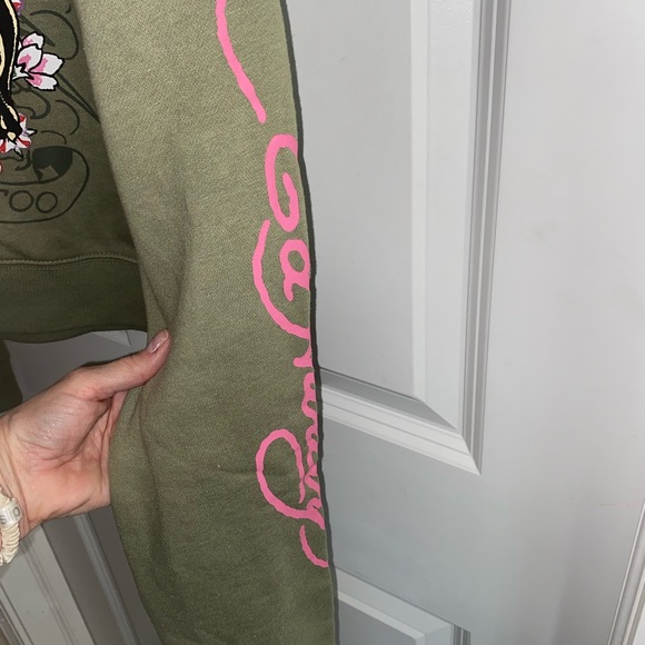 Ed Hardy Khaki Women's Sweatshirt with Panther Design - Picture 3 of 5